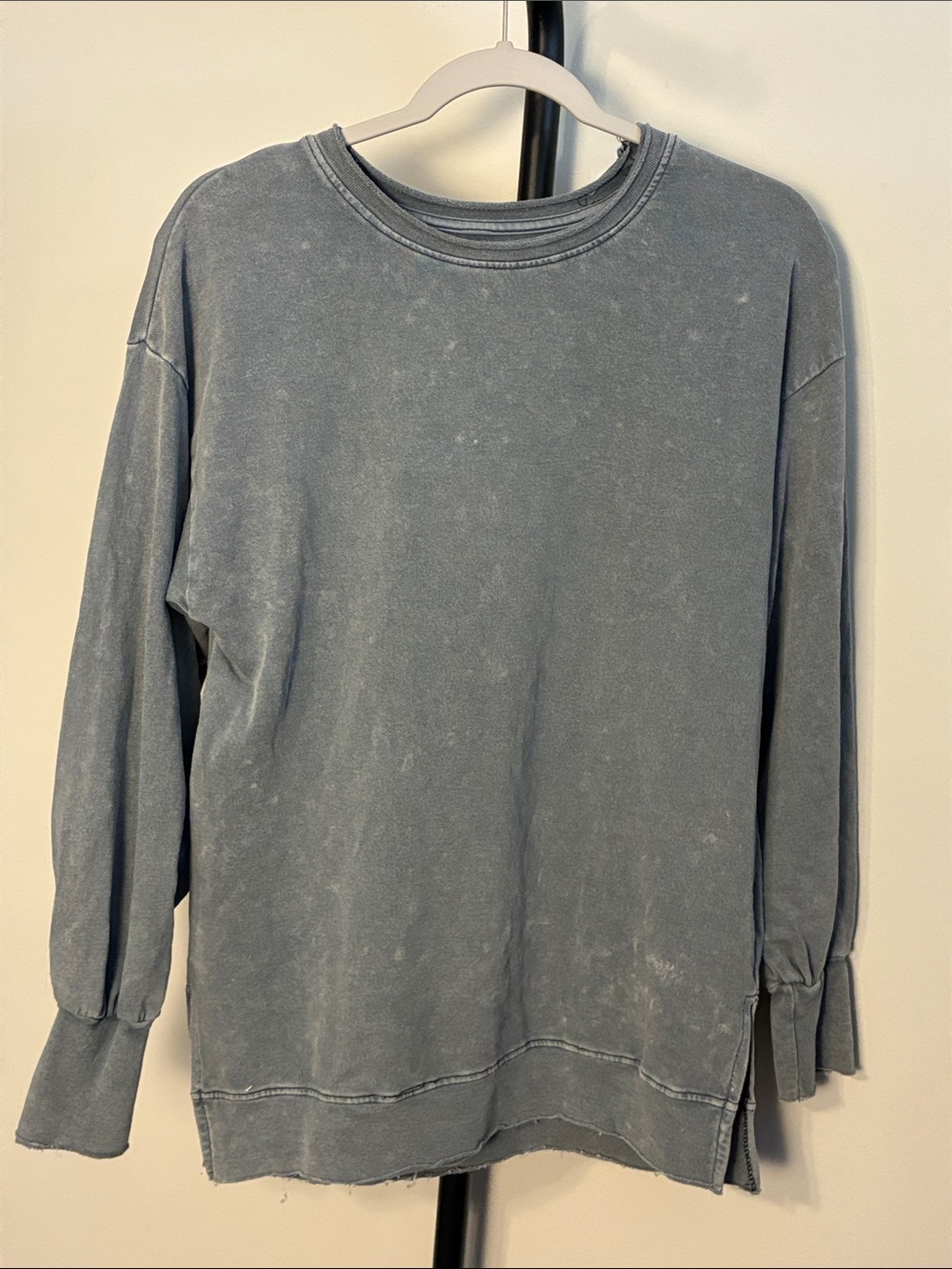 Mustard Seed Slate Gray Tunic Sweatshirt Boho Distress Mineral Wash Small